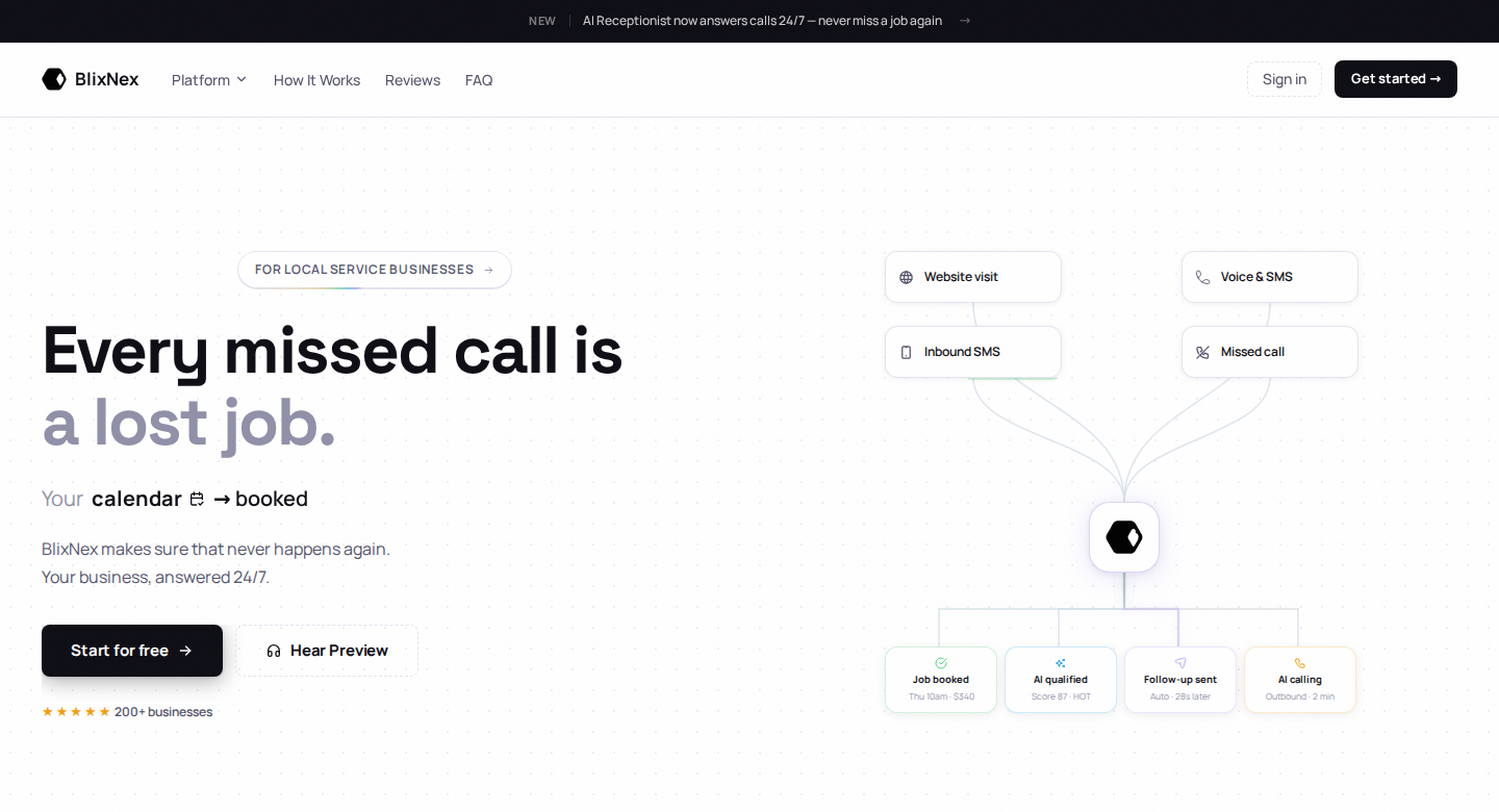 Blixnex homepage preview